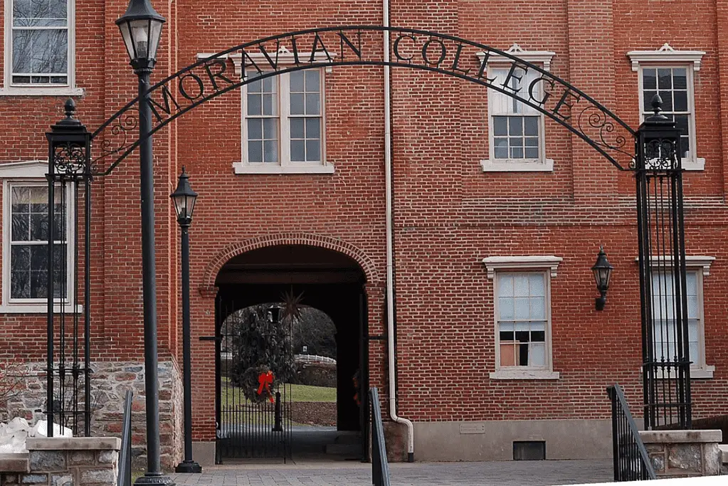 Image of an ornamental entry gate at Moravian College, one of the oldest U.S. colleges.