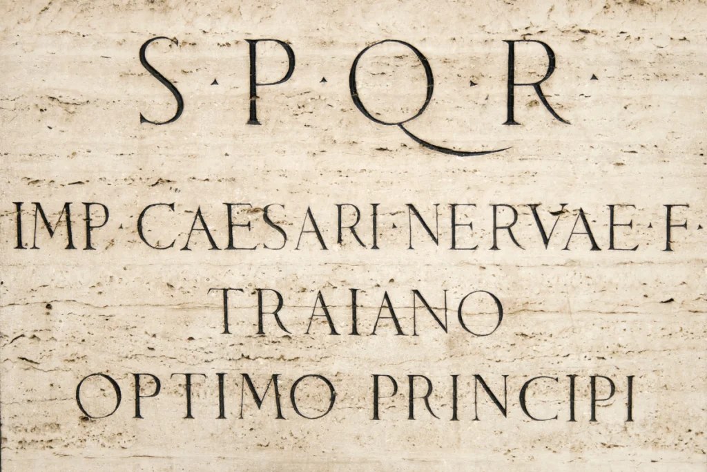 Image of a stone etching honoring the Roman emperor Trajan