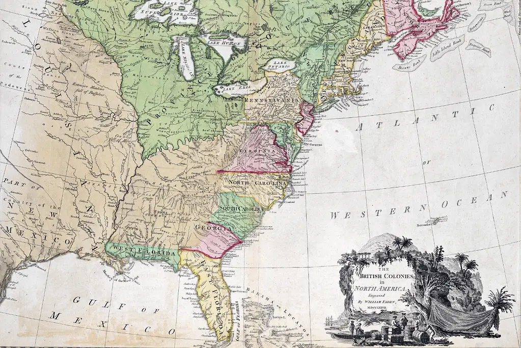 Image of a map of the British Empire colonies in America