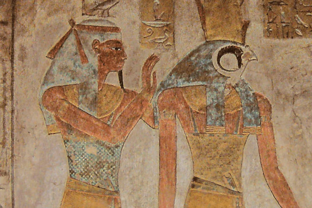 Image of a temple relief of the Egyptian god Geb
