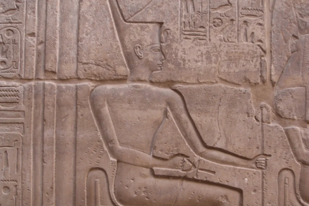 Image of a relef depicting the ancient Egyptian goddess Neith
