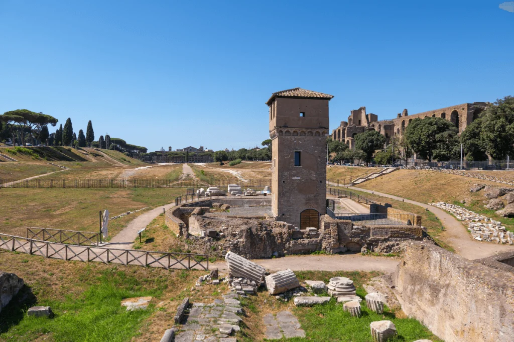 Image of the ruins of the Circus Maximus in Rome, Italy