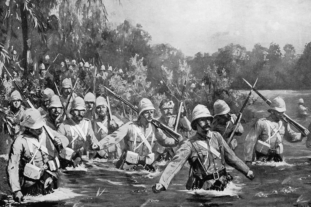 Image of troops fighting in the Boer War to expand the possessions of the British Empire in Africa