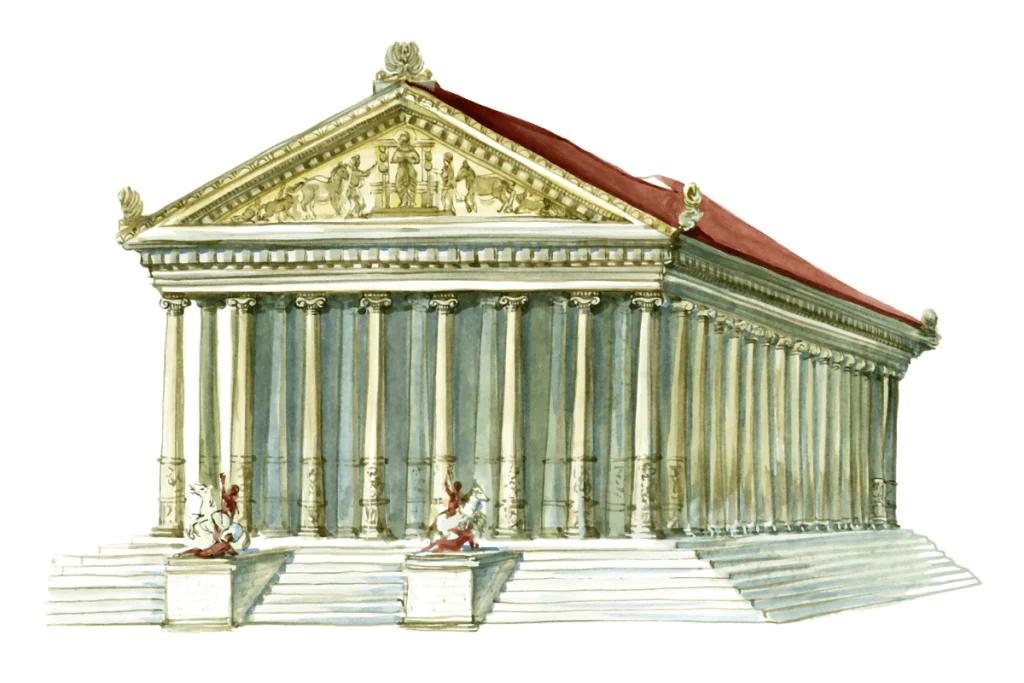 Image of an artist's rendition of one of the seven wonders of the ancient world, the Temple of Artemis at Ephesus