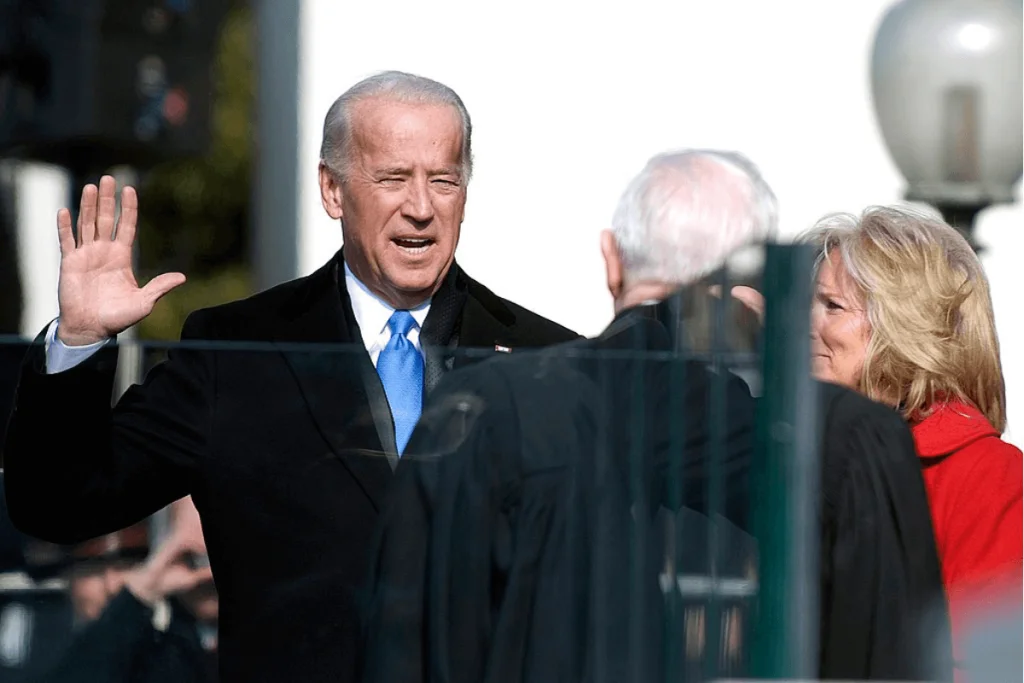 Image of U.S. President Joe Biden being sworn in at his inauguration
