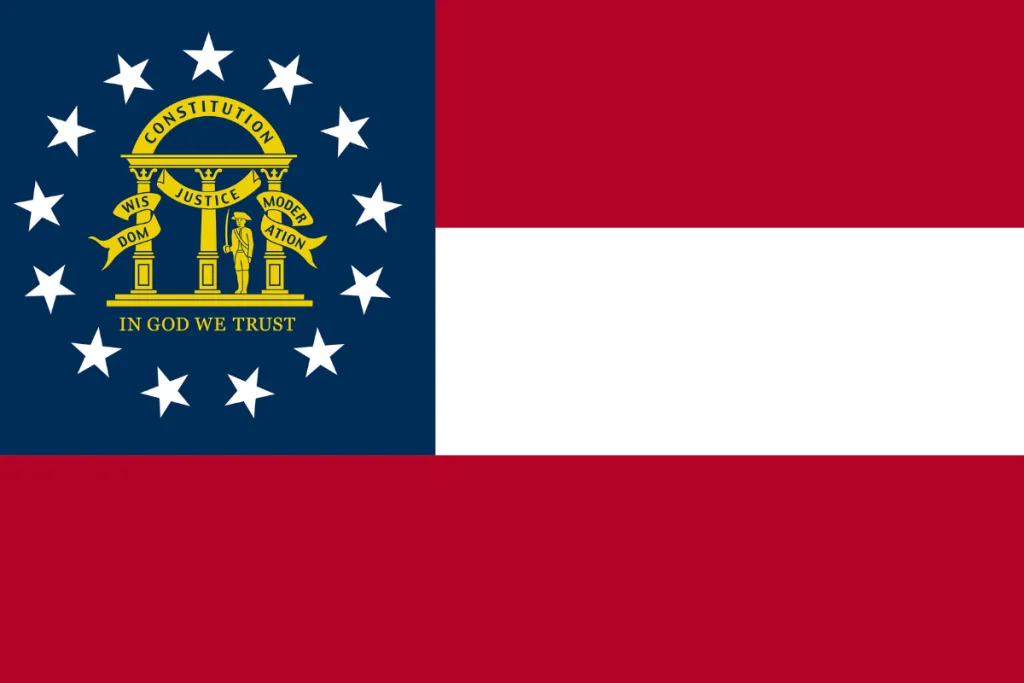 Image of the state flag of Georgia, a state with one presidential birthplace
