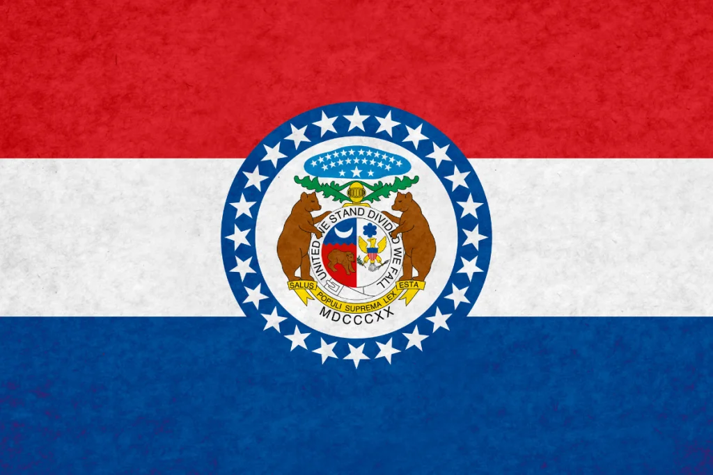 Image of the state flag of Missouri, a state with one presidential birthplace