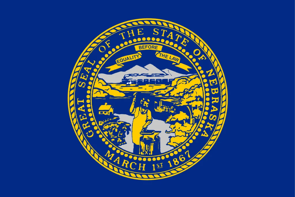 Image of the state flag of Nebraska, a state with one presidential birthplace