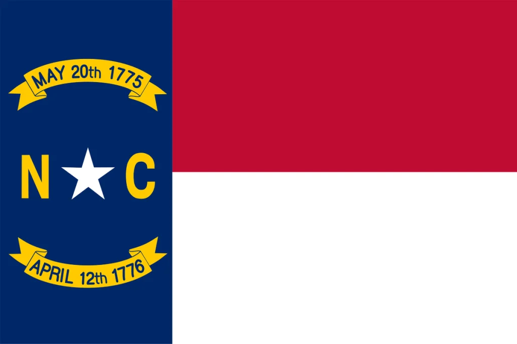 Image of the state flag of North Carolina, a state with two presidential birthplaces