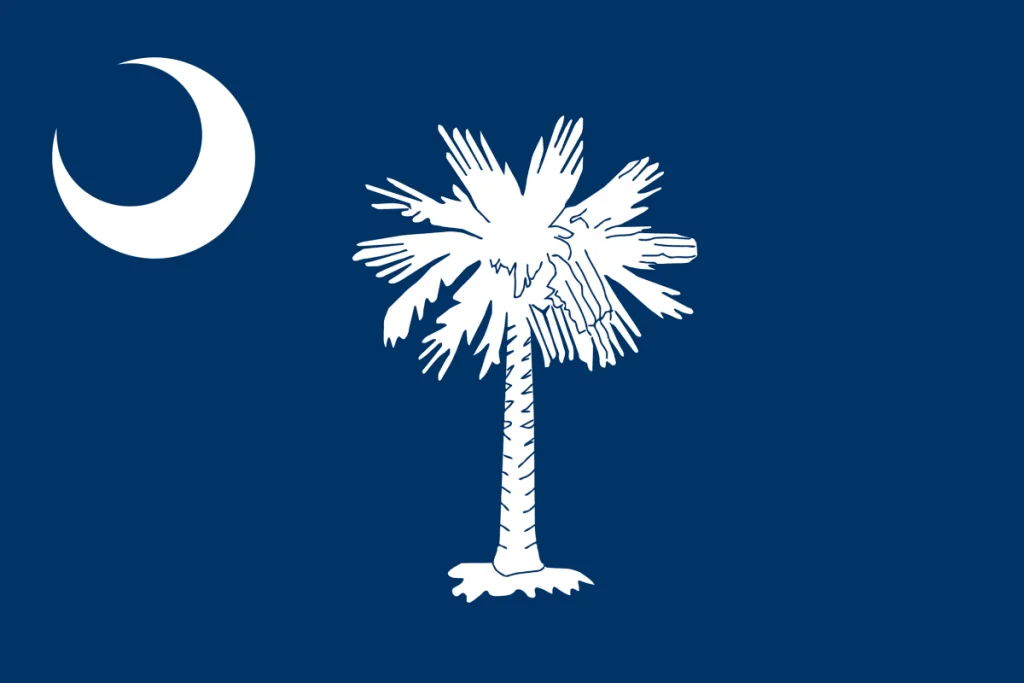 Image of the state flag of South Carolina, a state with one presidential birthplace