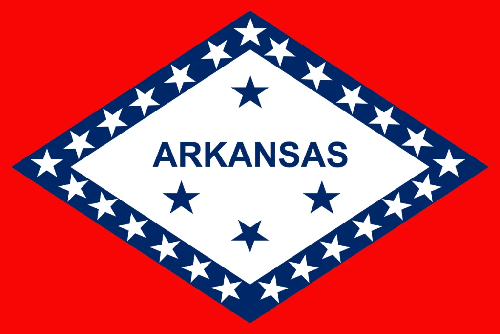 Image of the state flag of Arkansas, a state with one presidential birthplace