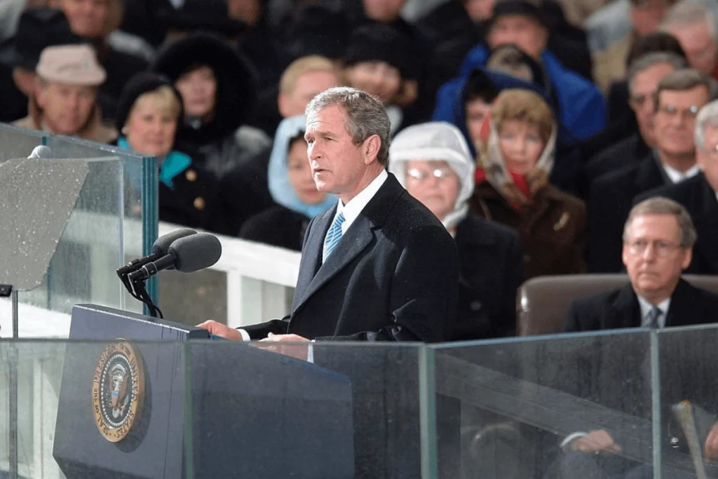 Image of U.S. President George W. Bush delivering his inaugural address
