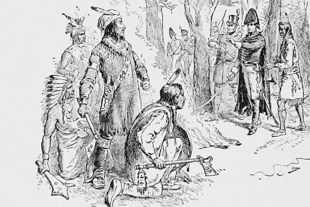 Image of William Henry Harrison negotiating with Tecumseh