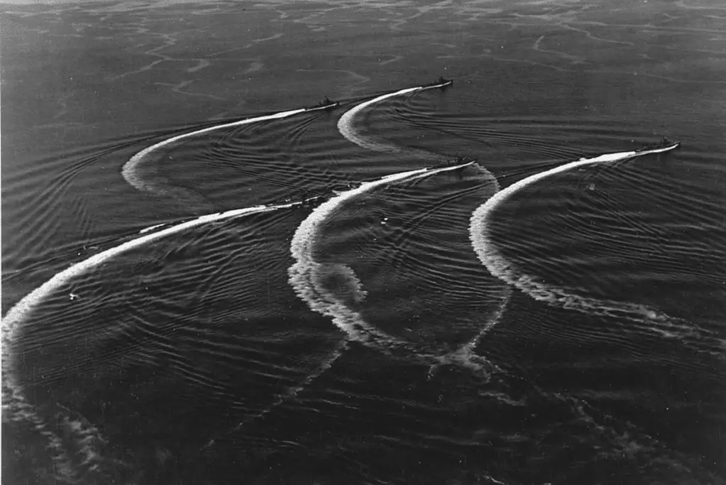 Image of ships from U.S Navy Destroyer Squadron 12 operating near Guadalcanal