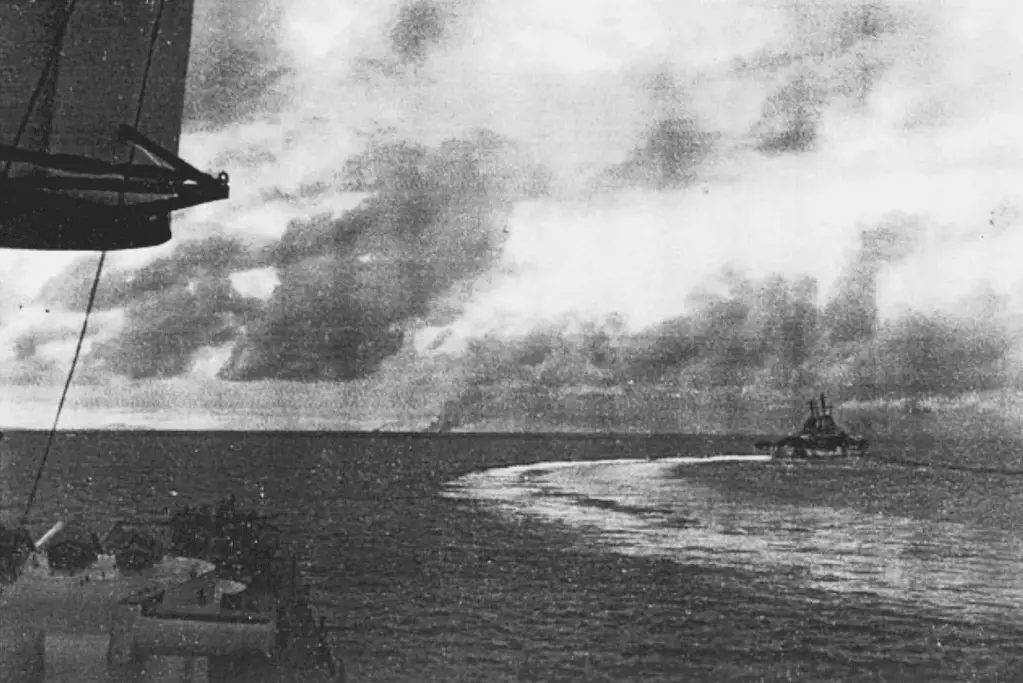 Imade of two U.S. Navy light cruisers at the Battle of Surigao Strait