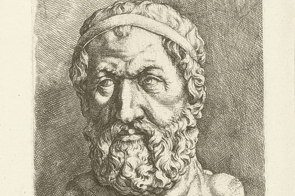 Image of a mid-17th-century sketch of Zeno of Elea.