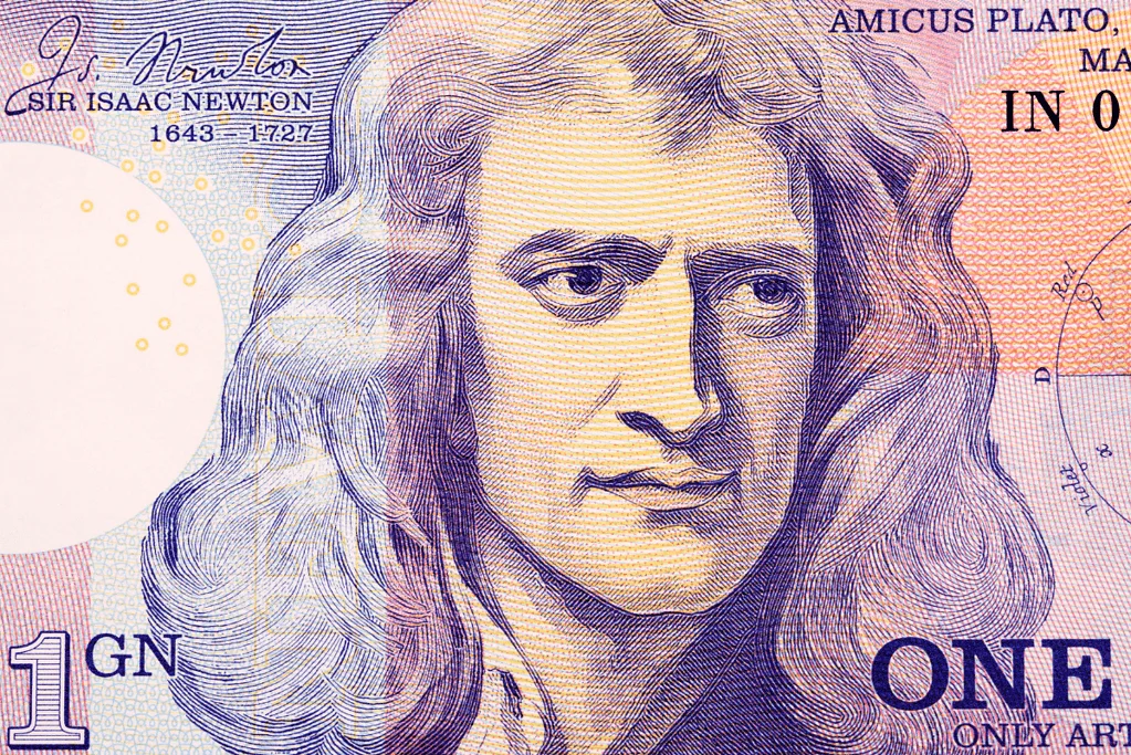 Image of Isaac Newton, one of the famous astronomers and mathematicians, depicted on UK currency, symbolizing his invaluable contributions to science.