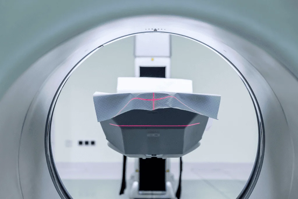 Image of the view inside an MRI machine