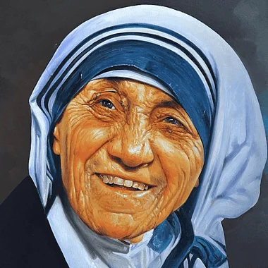 Image of an oil painting of Mother Teresa, painted by artist Rajasekharan Parameswaran (https://commons.wikimedia.org/wiki/User:Rajasekharan_Parameswaran); no changes made.
