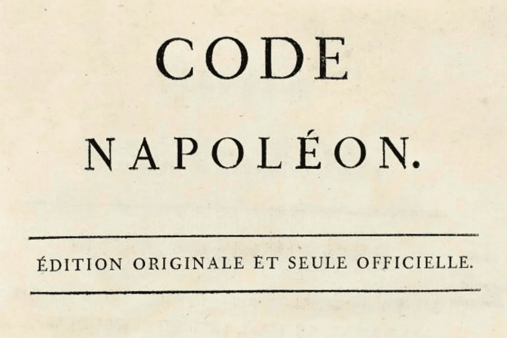 Image of the original cover of the Napoleonic Code, enacted in 1804