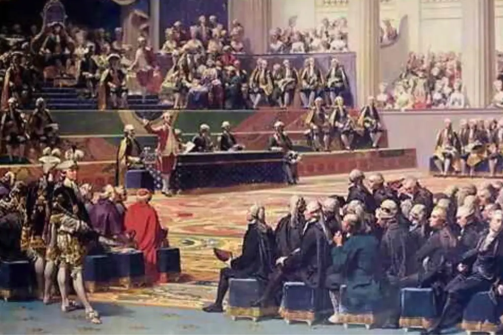 fall-of-the-bastille-faqs Image of a 1789 meeting of the Estates General (fr. États généraux) at Versailles for a blog post covering the facts surrounding the fall of the Bastille.