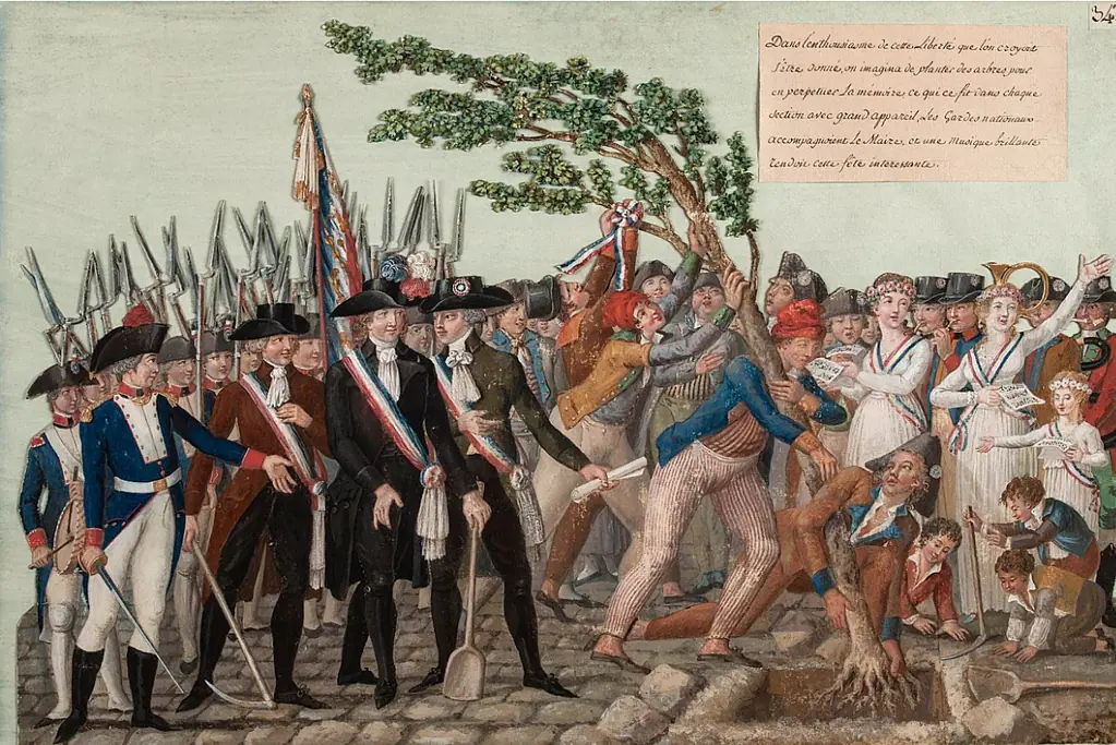 fall-of-the-bastille-global-impact Image of the planting of the tree of liberty in support of the revolution.