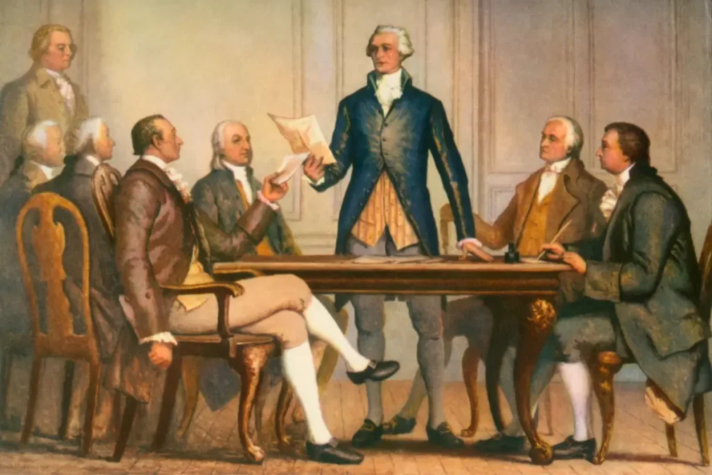 Image of Alexander Hamilton reading the constitution of the Bank of New York for a blog post covering 10 interesting facts about Alexander Hamilton.
