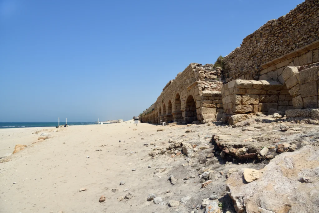 Image of the ruins of Caesarea Maritima for a blog post covering ancient biblical sites in Israel.