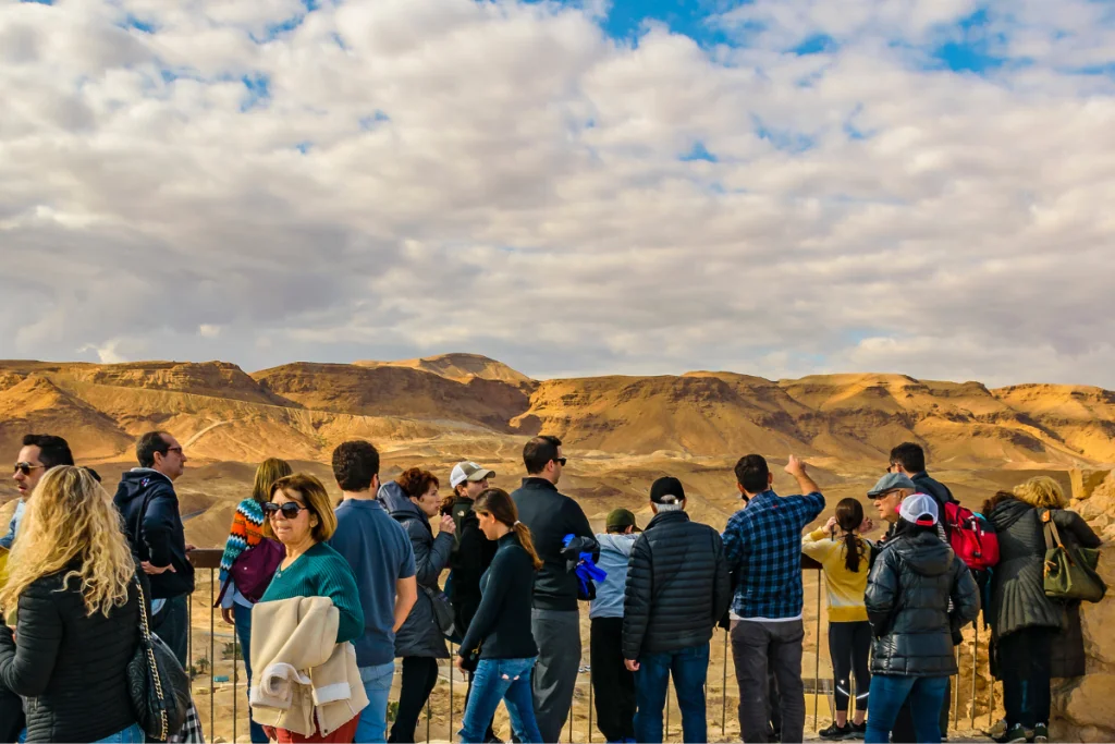 Image of tourists in Israel for a blog post covering biblical sites in Israel.