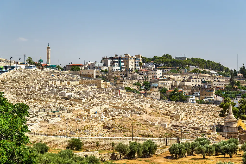 Image of the Mount of Olives Cemetery in Jerusalem.