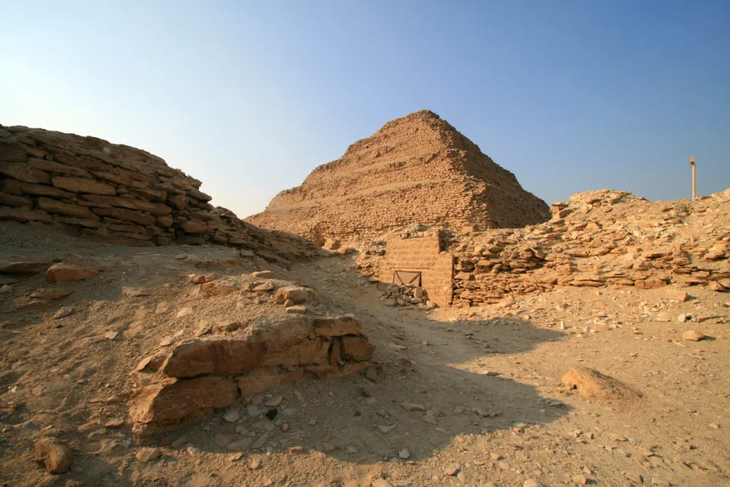 Image of the Pyramid of Djoser at the Saqqara necropolis in Egypt for an article covering the most famous cemeteries in the world.