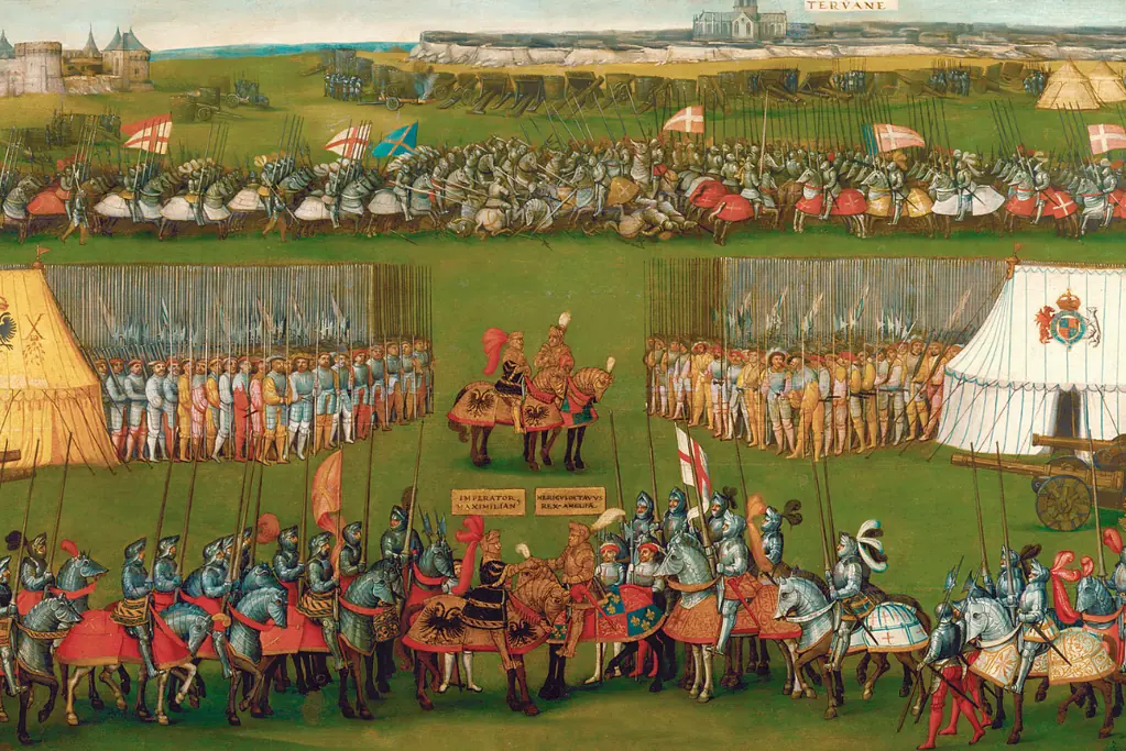 Image of a meeting between King Henry VIII and Holy Roman Emperor Maximillian I.