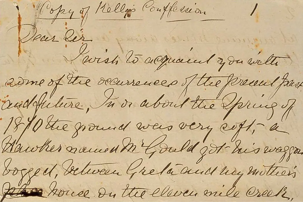 Image of a confession written by Ned Kelly for a blog post covering intrguing facts about Ned Kelly.
