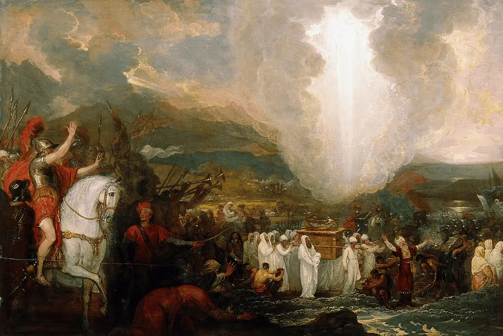 Image of Israelites carrying the Ark across the Jordan River.
