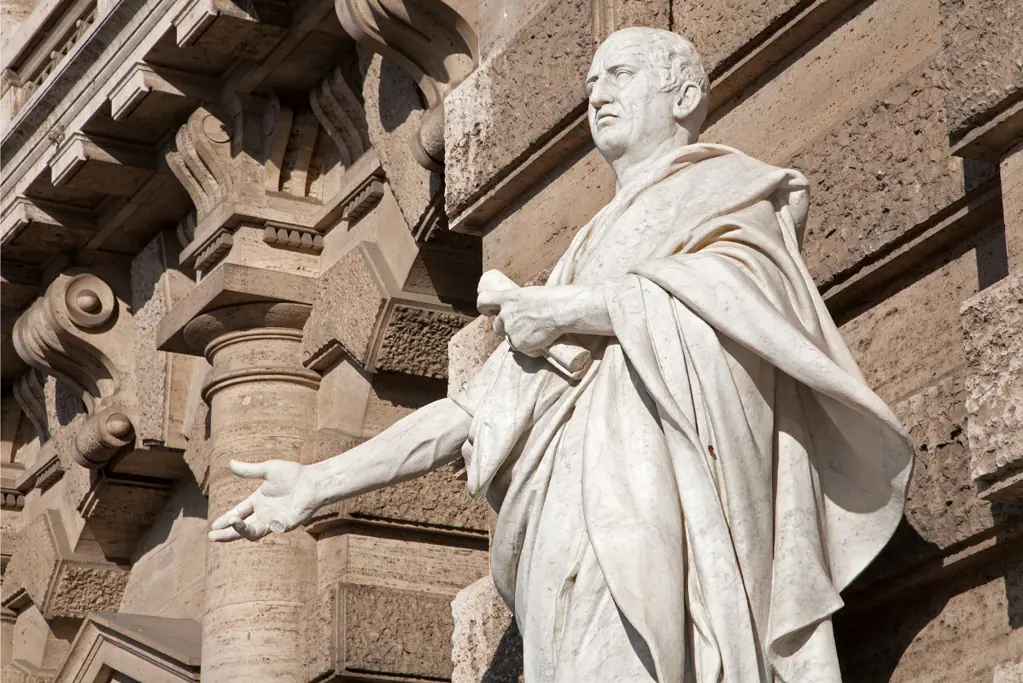 facts-about-cicero-main Image of a marble status of Cicero at the Palazzo di Giustizia in Rome for a blog post covering intruiging facts about Cicero.