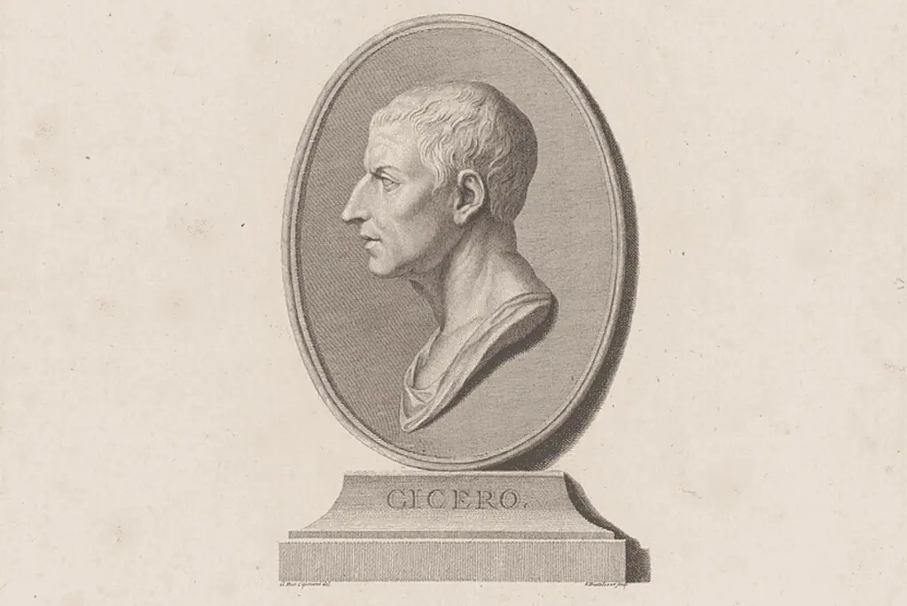 facts-about-cicero-philosophical-language-bridge Image of an engraved portrait of the ancient Roman orator and statesman Cicero.