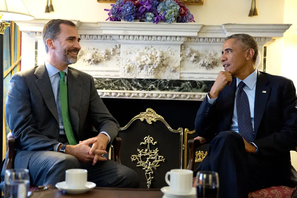list-of-spanish-monarchs-faqs Image of a meeting between Spains's Felipe VI and U.S. President Barack Obama for a blog post providing the list of Spanish kings and queens.