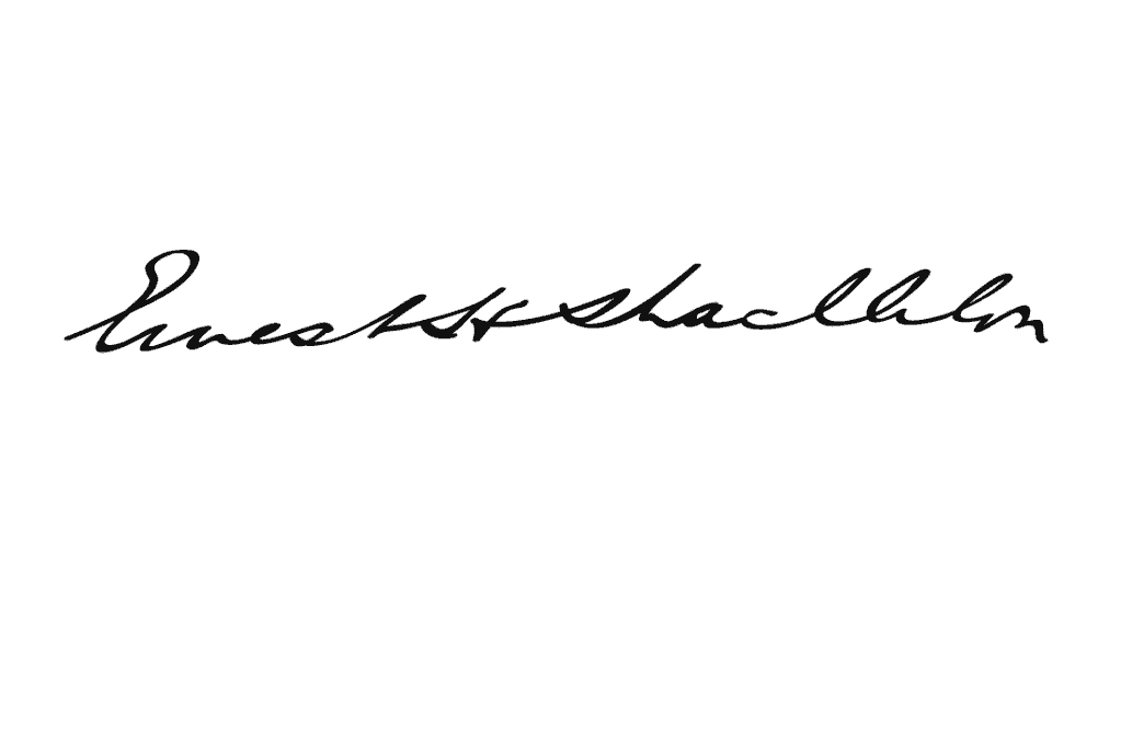 The signature of Sir Ernest Shackleton Image of Ernest Shackleton's signature.