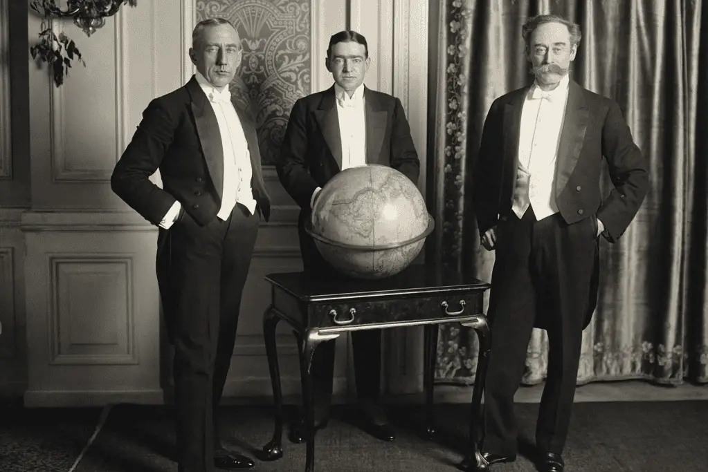 famous-expeditions-to-antarctica-roald-amundsen Image of 3 icons of Arctic exploration: from left to right, Roald Amundsen, Ernest Shackleton, and Robert Peary.